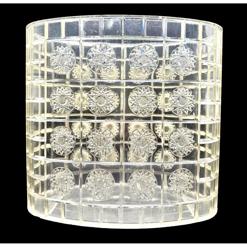 Vintage 1960S Acrylic Lucite Atomic Starburst MCM Clear Oval Trash Can Vanity
